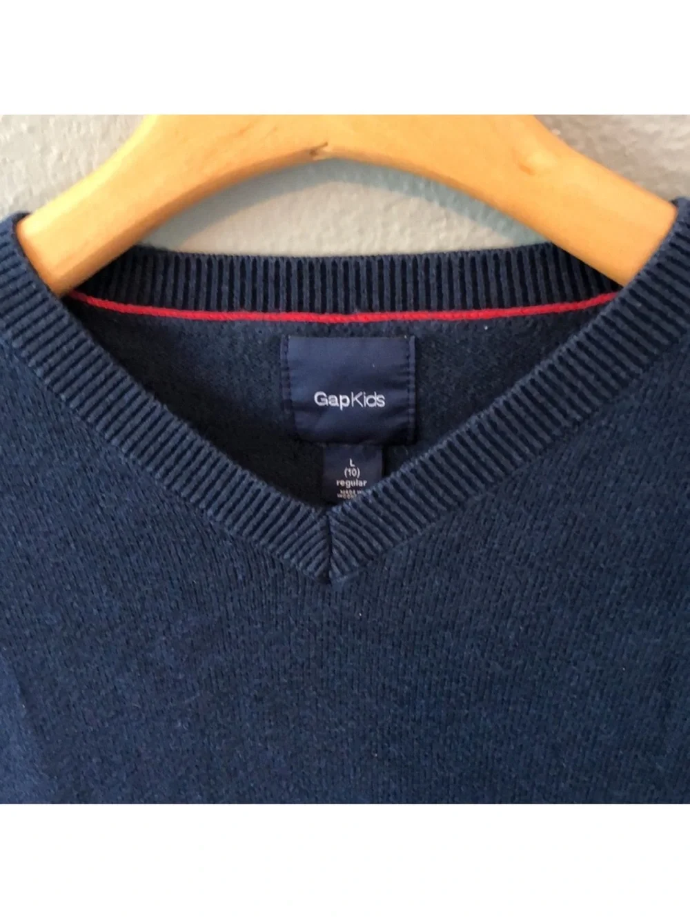 GAP Kids Navy V-Neck Long Sleeve Pullover Sweater Size Large (10)